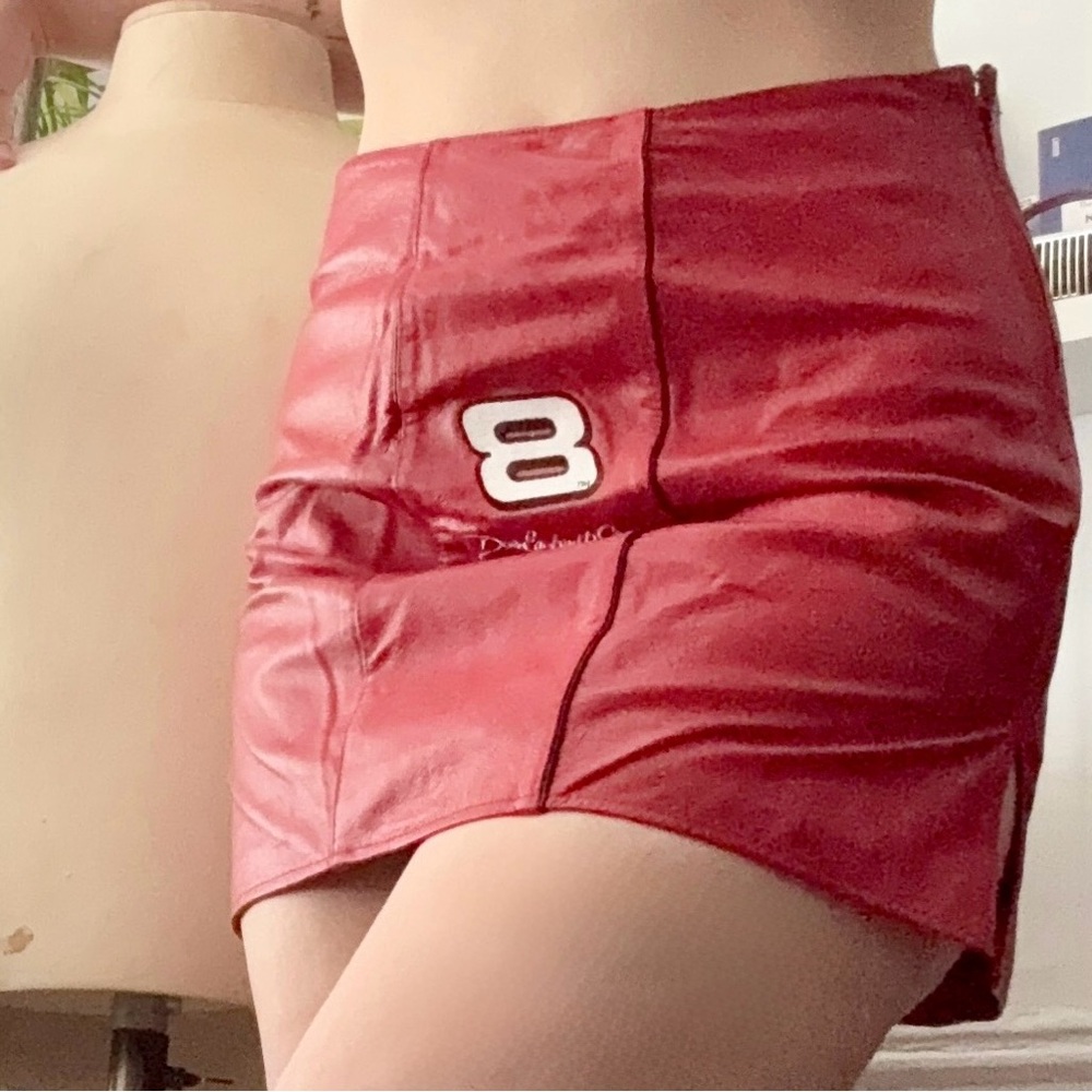 Chase Authentics | NASCAR Red Leather Mini Skirt